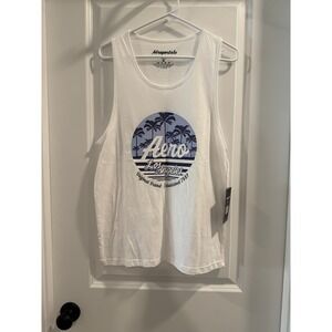 Aeropostale‎ Mens White Aero Los Angeles Palm Tree Graphic Tank Top Size Small